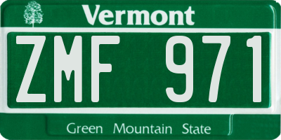 VT license plate ZMF971