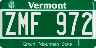 VT license plate ZMF972