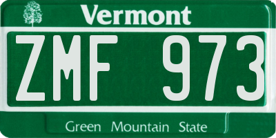 VT license plate ZMF973