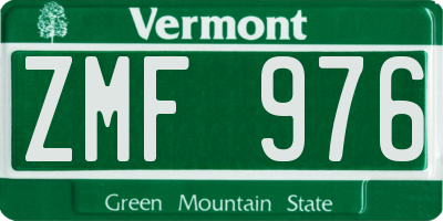 VT license plate ZMF976
