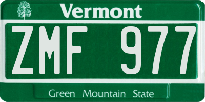 VT license plate ZMF977