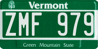 VT license plate ZMF979