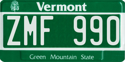 VT license plate ZMF990
