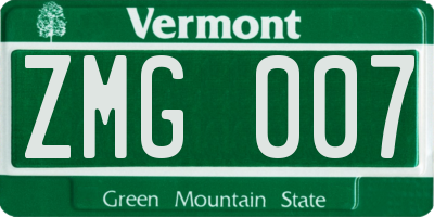 VT license plate ZMG007