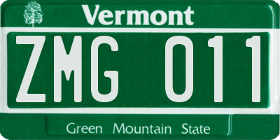 VT license plate ZMG011