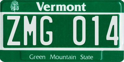 VT license plate ZMG014