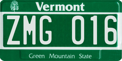 VT license plate ZMG016