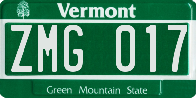 VT license plate ZMG017