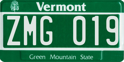 VT license plate ZMG019