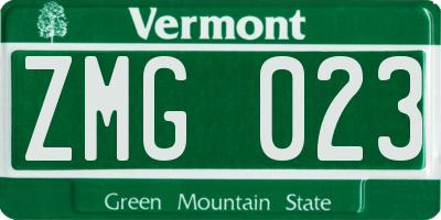 VT license plate ZMG023