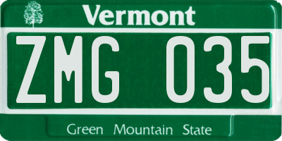 VT license plate ZMG035