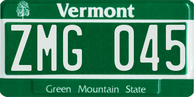 VT license plate ZMG045
