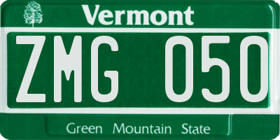 VT license plate ZMG050