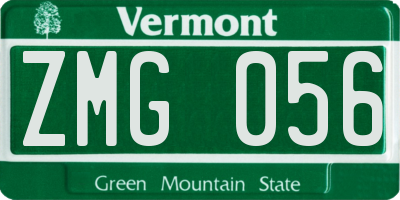 VT license plate ZMG056