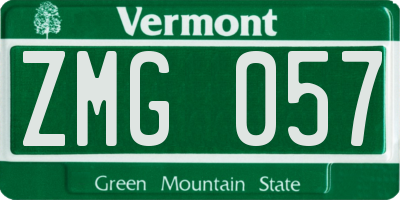 VT license plate ZMG057
