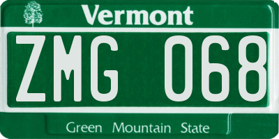 VT license plate ZMG068