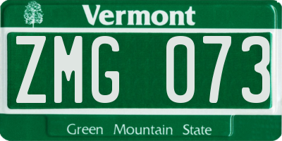 VT license plate ZMG073