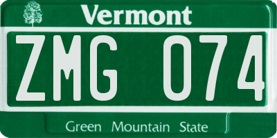 VT license plate ZMG074