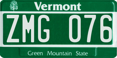 VT license plate ZMG076