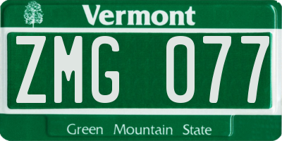 VT license plate ZMG077