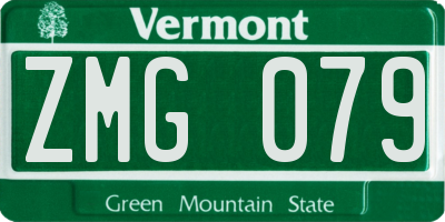 VT license plate ZMG079