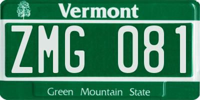 VT license plate ZMG081