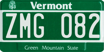VT license plate ZMG082