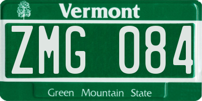 VT license plate ZMG084