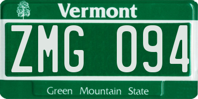 VT license plate ZMG094