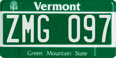 VT license plate ZMG097
