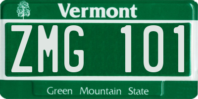VT license plate ZMG101