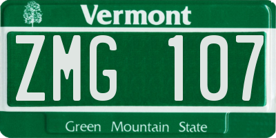 VT license plate ZMG107
