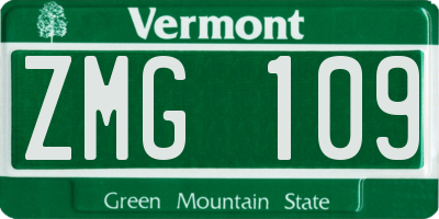 VT license plate ZMG109