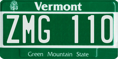 VT license plate ZMG110