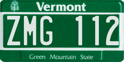 VT license plate ZMG112