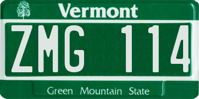 VT license plate ZMG114