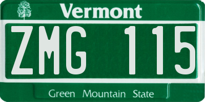 VT license plate ZMG115
