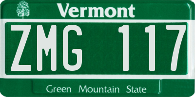 VT license plate ZMG117