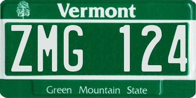 VT license plate ZMG124