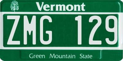 VT license plate ZMG129
