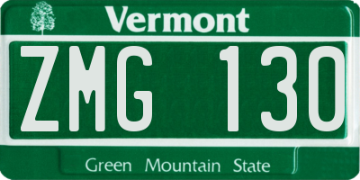 VT license plate ZMG130