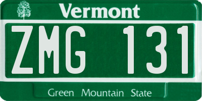 VT license plate ZMG131