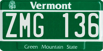 VT license plate ZMG136