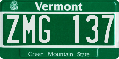 VT license plate ZMG137