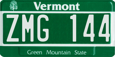 VT license plate ZMG144