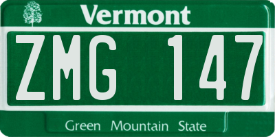 VT license plate ZMG147