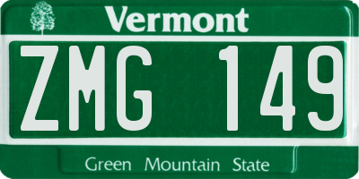 VT license plate ZMG149