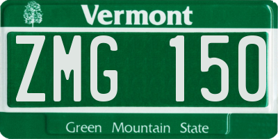 VT license plate ZMG150