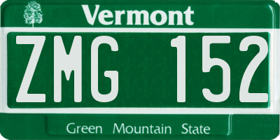 VT license plate ZMG152