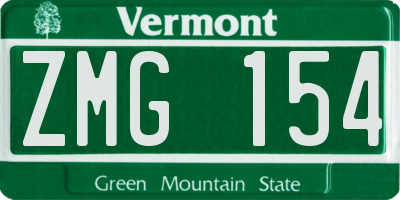 VT license plate ZMG154